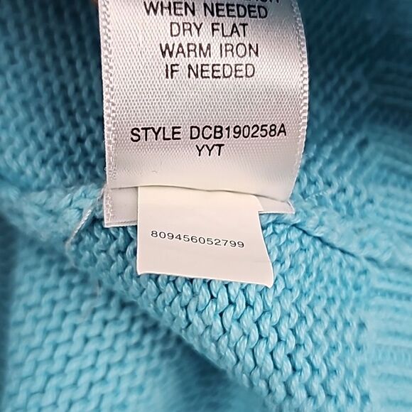 Croft‎ & Barrow Blue High Collar Button Long Sleeve Pullover Knit Sweater Size L - Picture 5 of 8